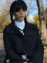 Netflix Series Wednesday Jenna Ortega Black Cropped Jacket